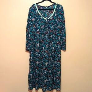 Switch USA Floral Sheer Pleated Maxi Dress Pearl Buttons Cottagecore Prairie M/L
